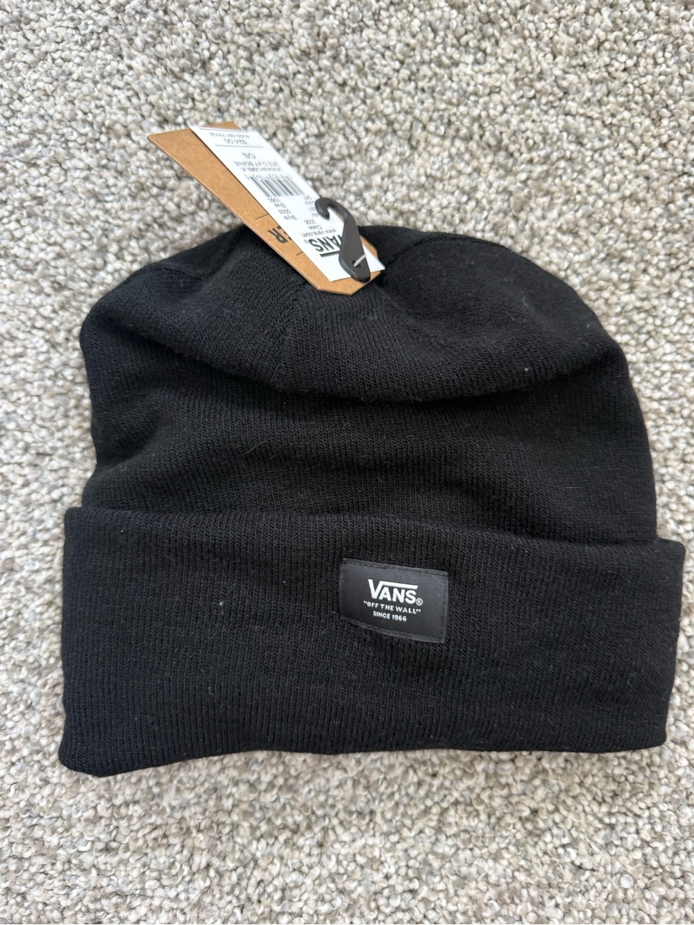 Vans Black Knit Cuff Beanie with Logo Patch